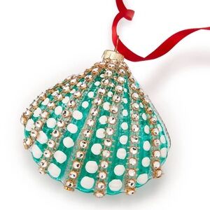 Macy’s Holiday Lane Seaside Scallop Christmas Glass Ornament 4”